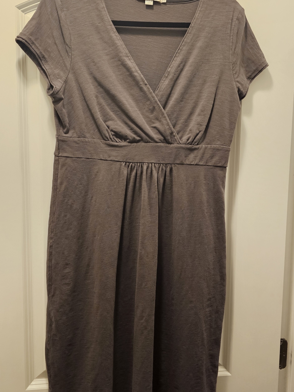 Boden Faux Wrap Jersey Dress US 10R UK 14R Brown Mole Taupe Cotton Capsule - Picture 4 of 8